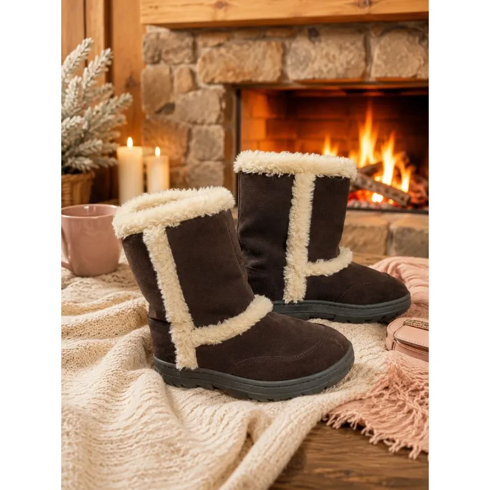Y2K Vintage Sonoma Shearling Faux Suede Boots 8 Cozycore Cabincore Winter Basics